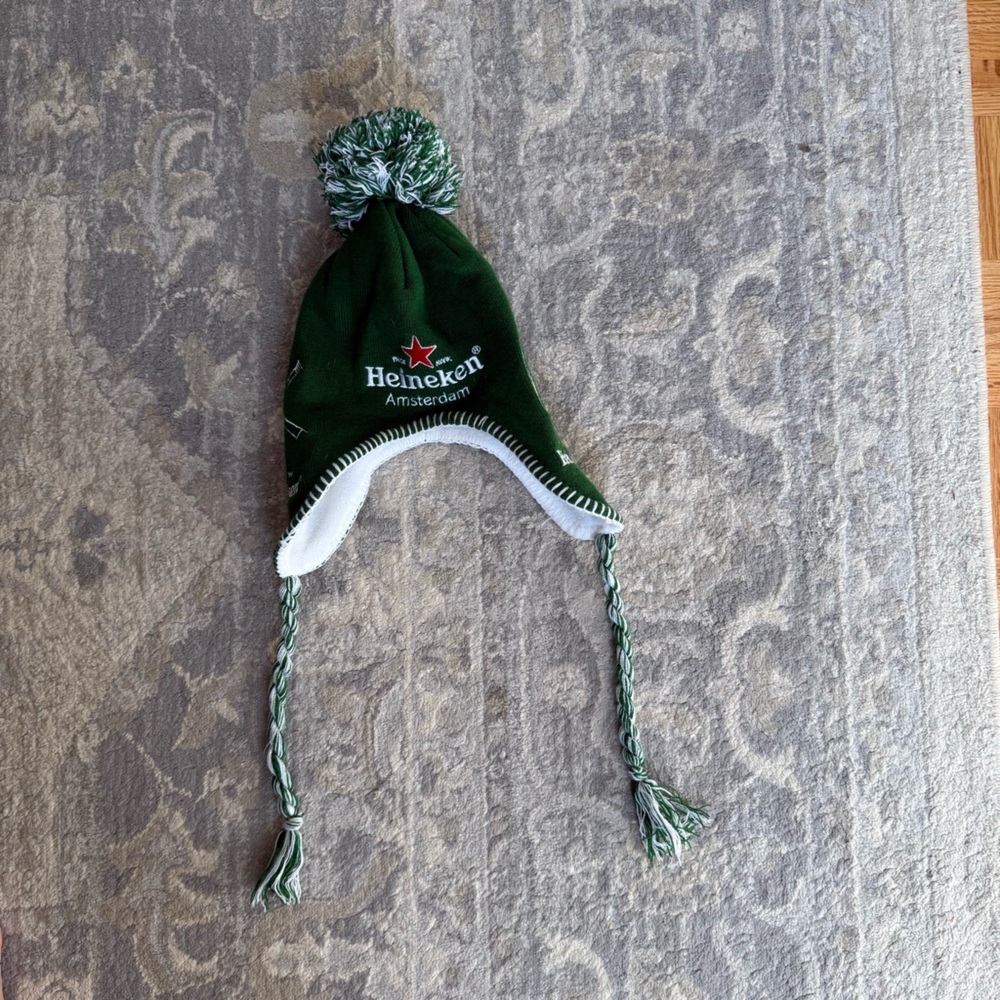 NWOT Heineken Green Knit Pom Beanie